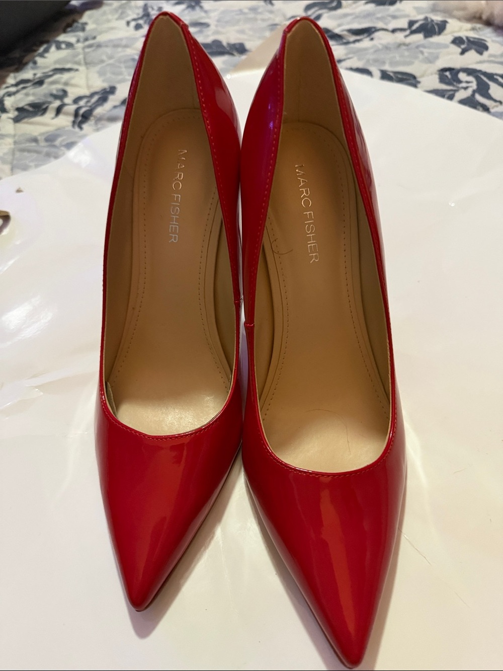 Marc Fisher Red Patent Pointed-Toe Pumps